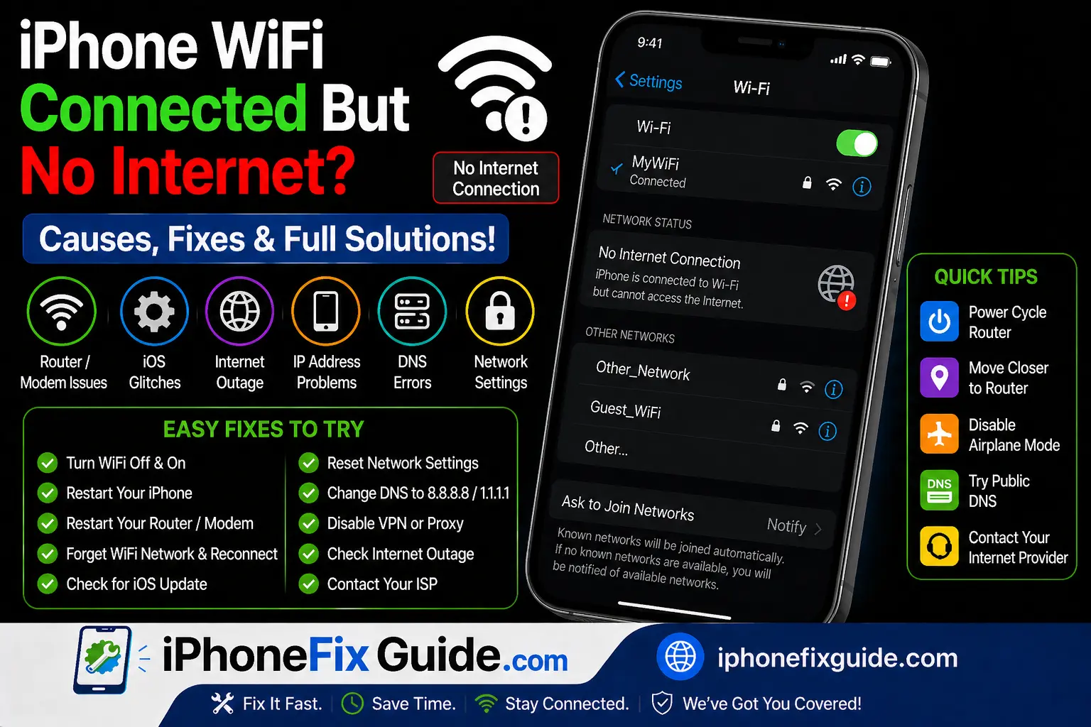 iPhone WiFi Connected But No Internet